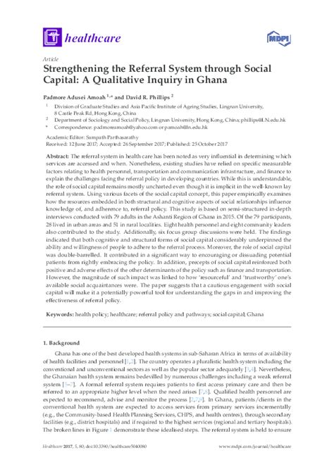 Strengthening the Referral System through Social Capital: A .